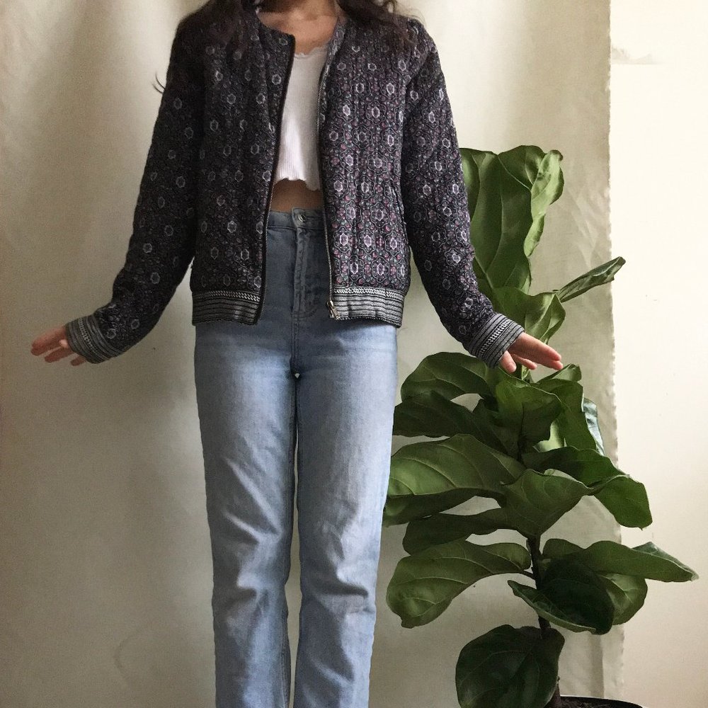 Quilted Patterned Bomber Jacket - image 2